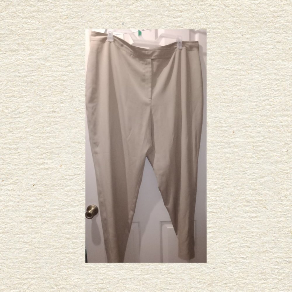Ashley Stewart Linen Blend Beige Slacks